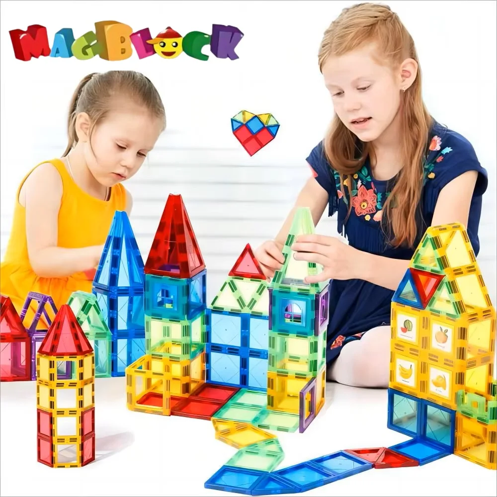 Magblock 40pcs Magnetic Building Blocks Magnetic Toys Magnets Children's STEM Educational Magnetic Tiles Toy Gift For Boys Girls