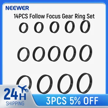 NEEWER 14pcs Seamless Follow Focus Gear Ring Set 0.8 MOD ø46.5-90mm Follow Focus for Canon Sony Nikon Fujifilm Lens