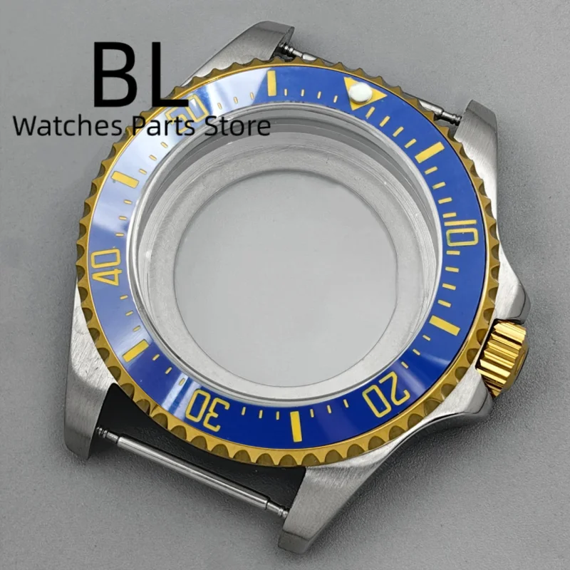 BLIGER 43mm Two Tone Silver Gold SUB GMT Watch Case Sapphire Glass Fit NH34 NH35 NH36 Miyota DG ETA2824 2836 PT5000 Movement - view 5