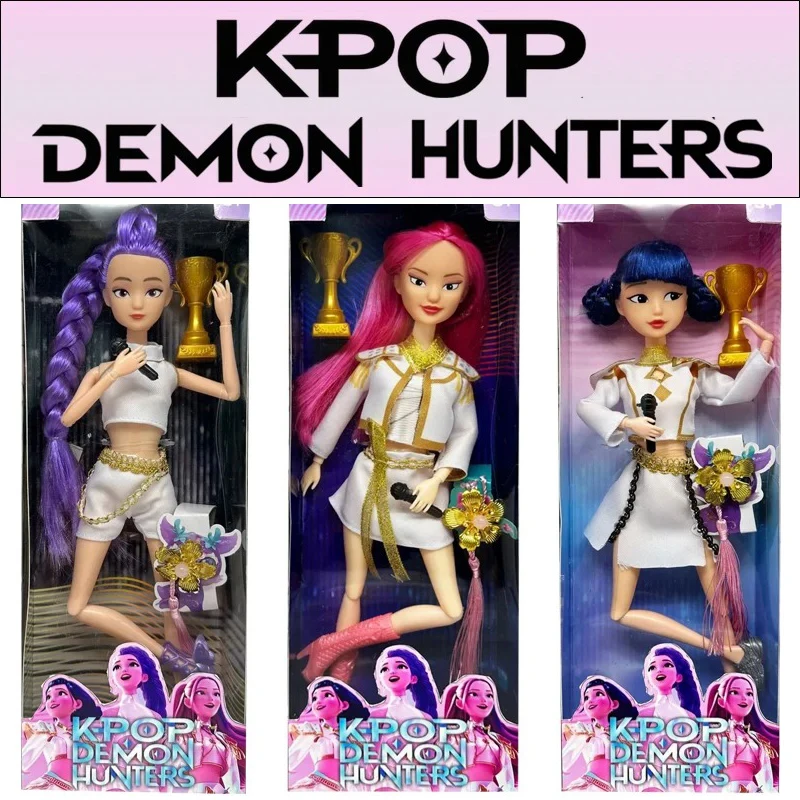 2025 novo boneco de caçadores de demônios brinquedo live-action' kpop rumi mira zoey mira' tema música/de luzes coloridas presentes de aniversário para meninas