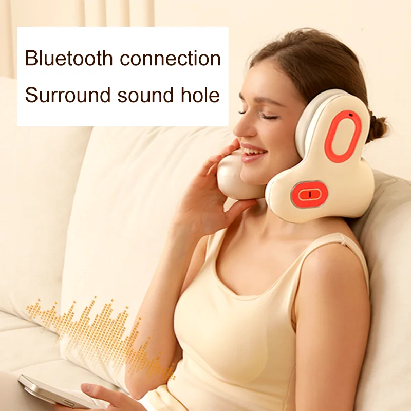 Heat Compress Massage Pillow Neck Support Travel Pillow Smart Noise Reduction Sleeping Pillow Support Bluetooth Music