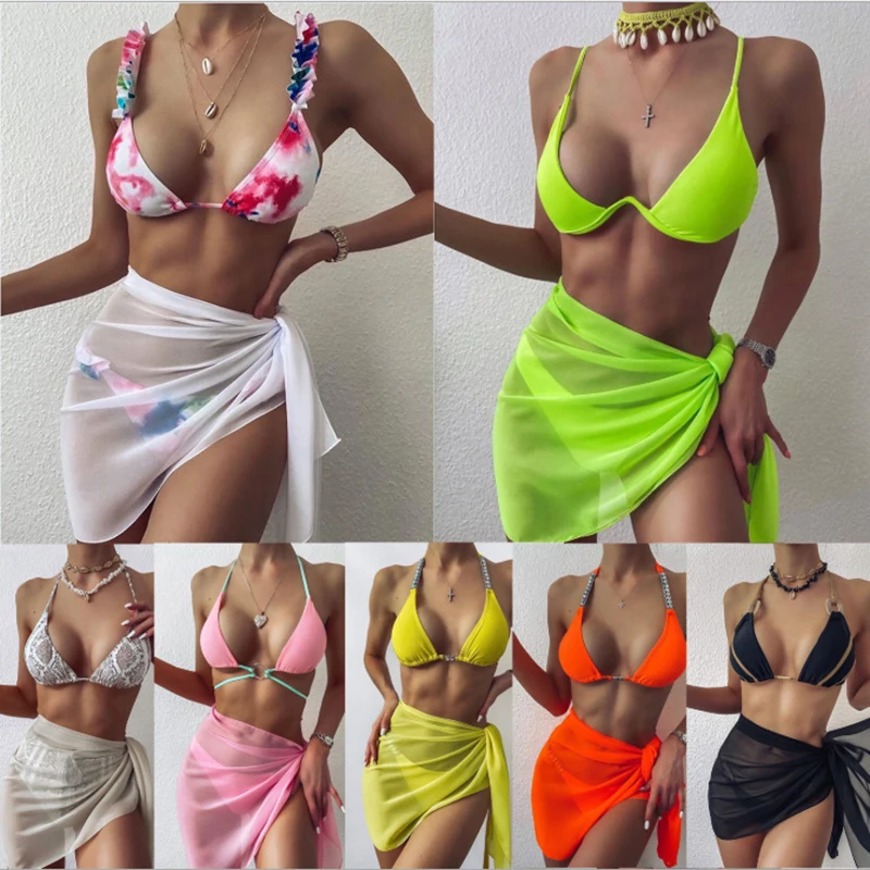 

11 Colors Women's Translucent Chiffon Beach Swimwear Accessory Sexy Summer Vacation Wear Sheer Bikini Cover Up Wrap Short Skirt