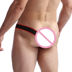 Men's U Convex Pouch Underwear Crotchless Thong Silky Funny Underpants Sexy Hollow Out Exposed Butt Sissy Gay Erotic Lingerie