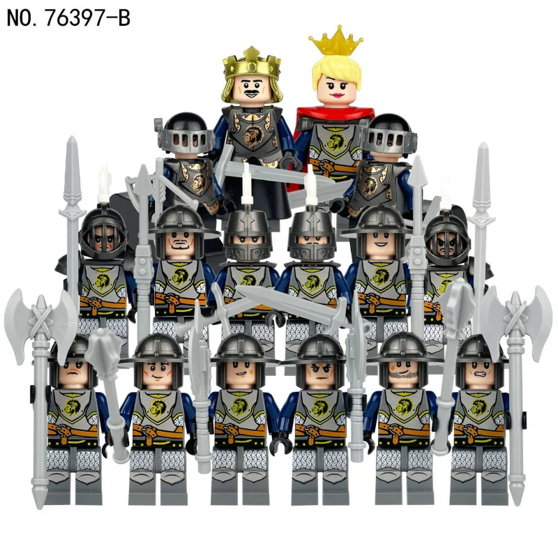 16 unids/set guerra Medieval soldado romano bloques de construcción muñeca rey y reina accesorios figuras para niños modelo juguetes 2025