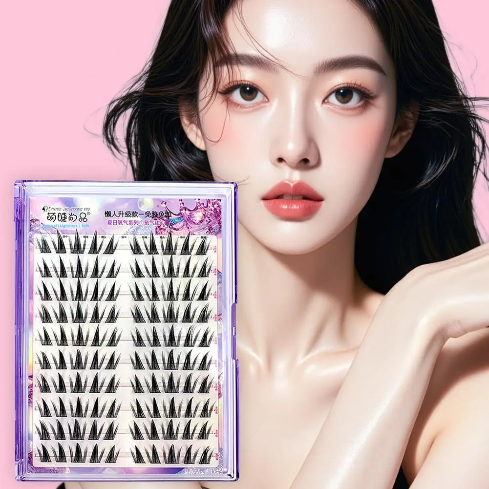 Glue-Free False Eyelashes False Eyelashes 5D Fluffy Application Easy Eye Anime Thick Lash Natural Curling H8V9