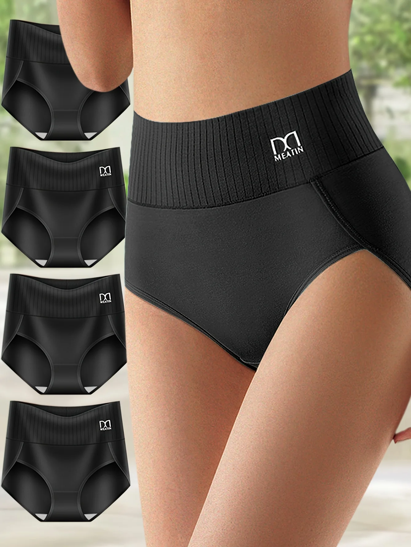 4 pcs High Waisted Tummy Tuck Women's Panties Tummy Tuck Comfortable Cotton Ski…