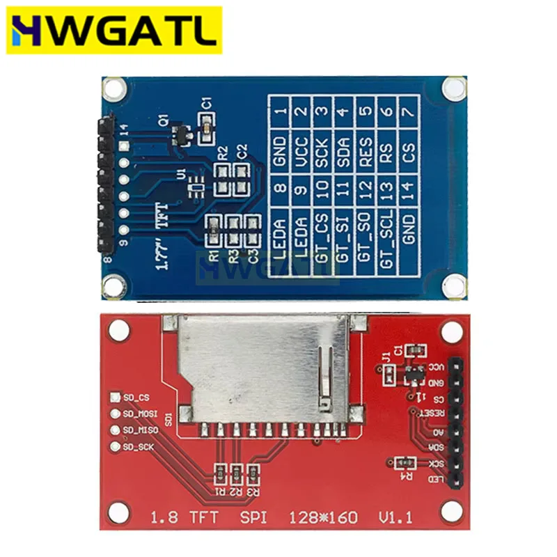 1.77 1.8 inch TFT LCD Module LCD Screen SPI serial 51 drivers 4 IO driver TFT Resolution 128*160 1.8 inch TFT interface