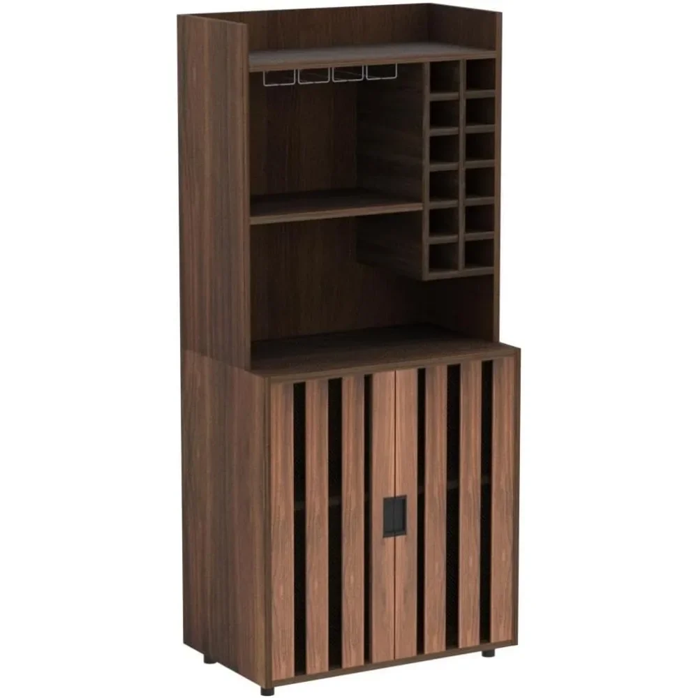 Wine Bar Cabinet for Liquor and Glasses with 12 Wine Bottle Racks, Kitchen Hutch Storage Cabinet for Living, Dinning Room