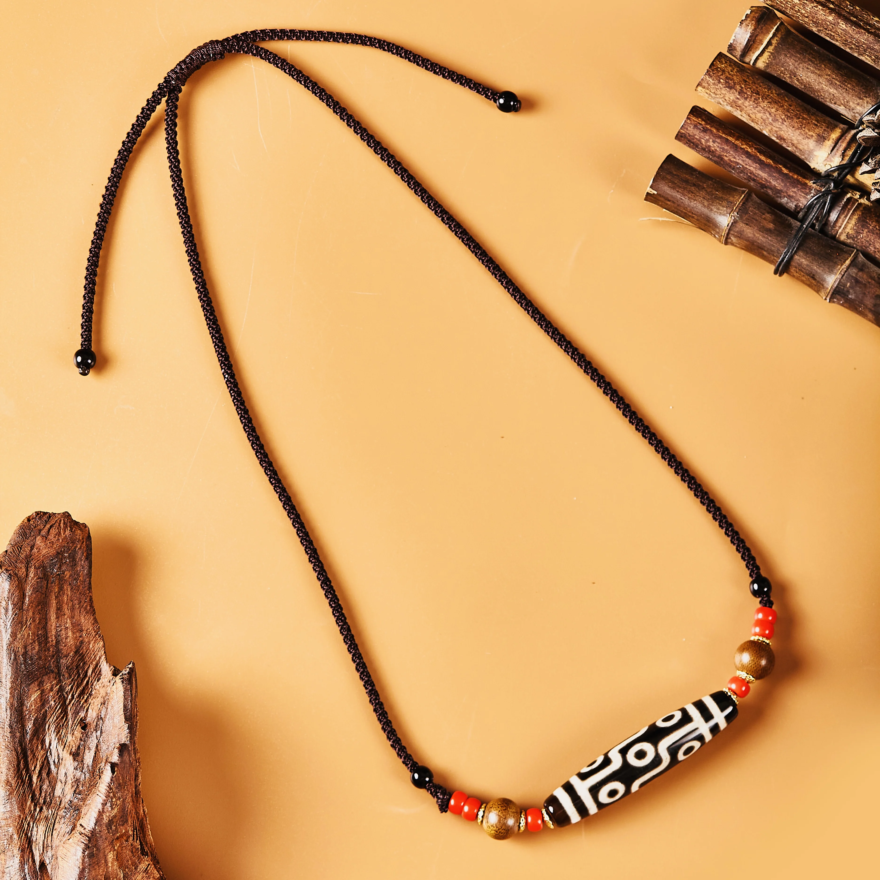 

Tibetan beads natural agate blessing pilgrimage bring good luck neck chain unisex holiday gift ethnic style Tibetan dzi necklace