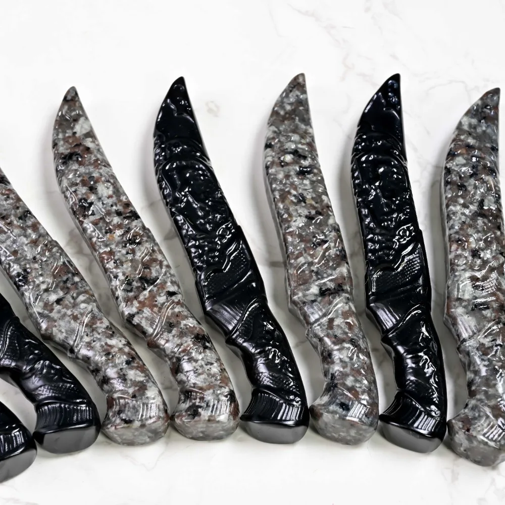 1PC Obsidian/ Yooperlite Knife Carving, Home Decoration, Gemstone Jewelry, Stone Engraving, Birthday Gift - Loose Gemstones - Image 3