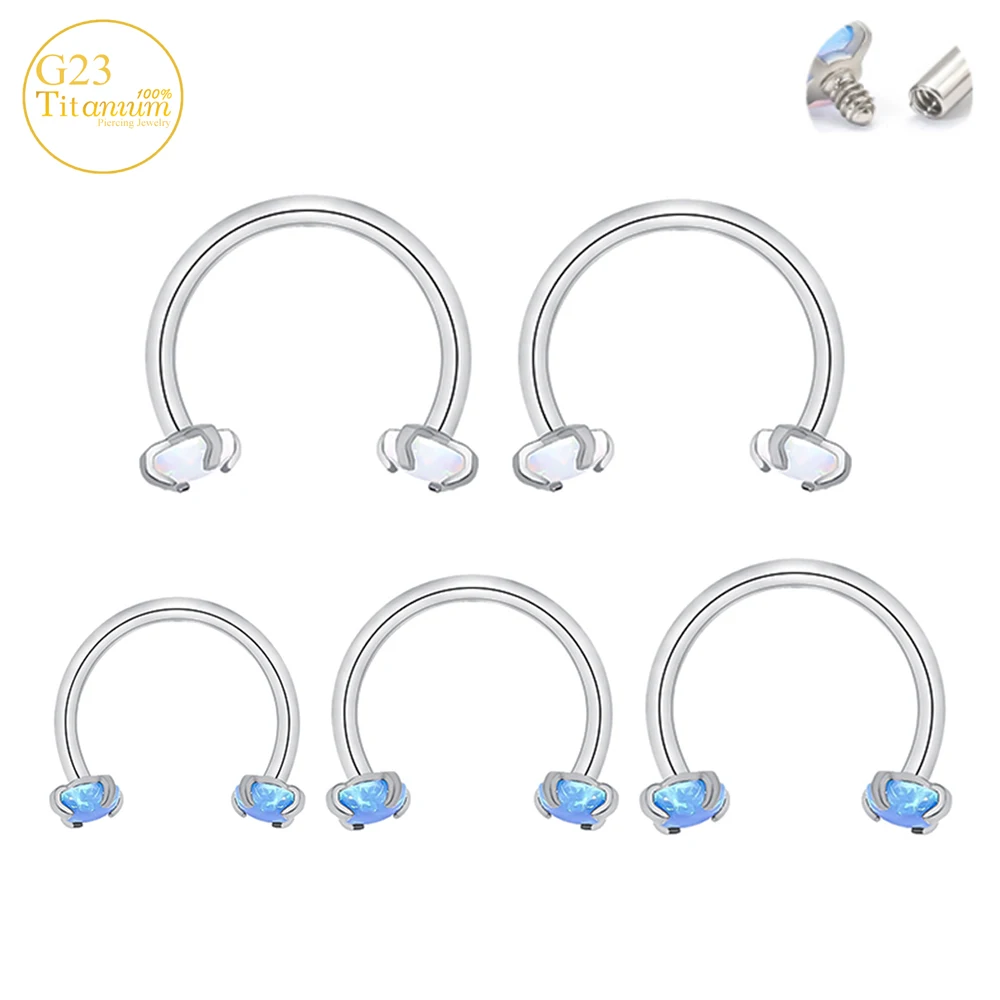 

Nose Septum Piercing Nose Rings G23 Titanium Opal Earrings Circular Barbell Lip Rings Cartilage Tragus Helix Piercing Jewelry