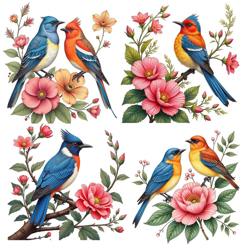 Three Ratels CD72 nostalgic style Haitang Flower and Magpie Stickers for Home Decoration