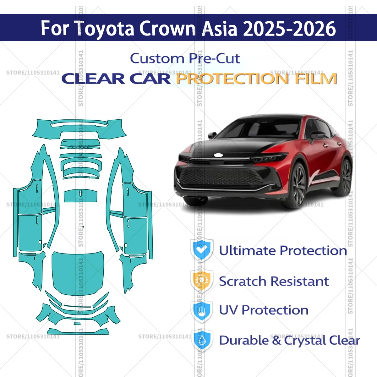 

For Toyota Crown Asia 2025-2026 Pre-Cut Paint Protection Film PPF Transparent Car Film Automotive PPF Full Vehicle Professional