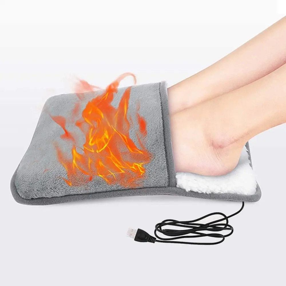 Thermisch Warm Wasbaar Huis Auto Pluche Winter Warme Voet Verwarmende Mat Usb Opladen Elektrische Verwarming Pad Voet Warmer