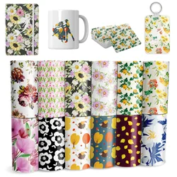 XFX 1 PCS Patterned Leaves Transfer Vinyl Ink 12 X 12 IN Heat Sublimation Transfer Paper Ink Printable for Mugs T-Shirts DIY HTV