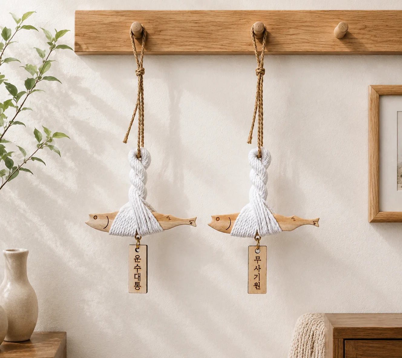 Home Decor Korea - Handmade Wooden Fish Hanging Ornament Rustic
