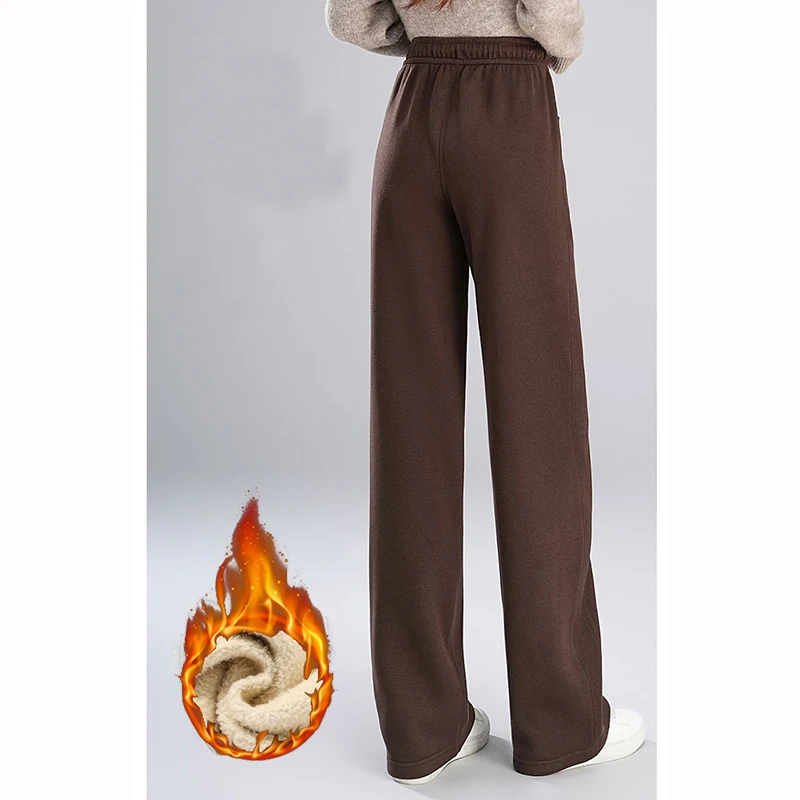 Vendita calda inverno signora pile pantaloni casual ragazze classici pantaloni a vita alta in peluche moda donna pantaloni termici quotidiani