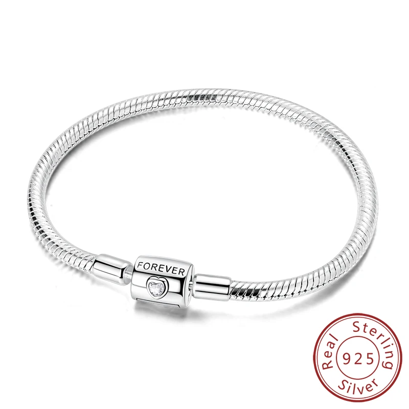 Original-Armband aus 925er-Sterlingsilber, Charm-Armband, 17–20 cm, Liebeskreuz, Schlangenknochen-Armband für Frauen und Mädchen, DIY-Schmuck
