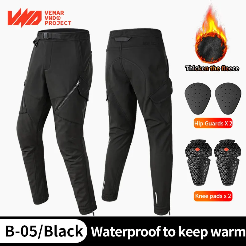 VND B-05 Winter Warm Cycling Pants Men Thermal Waterproof Night Reflective Motorcycle Moto Motocross Racing Trousers