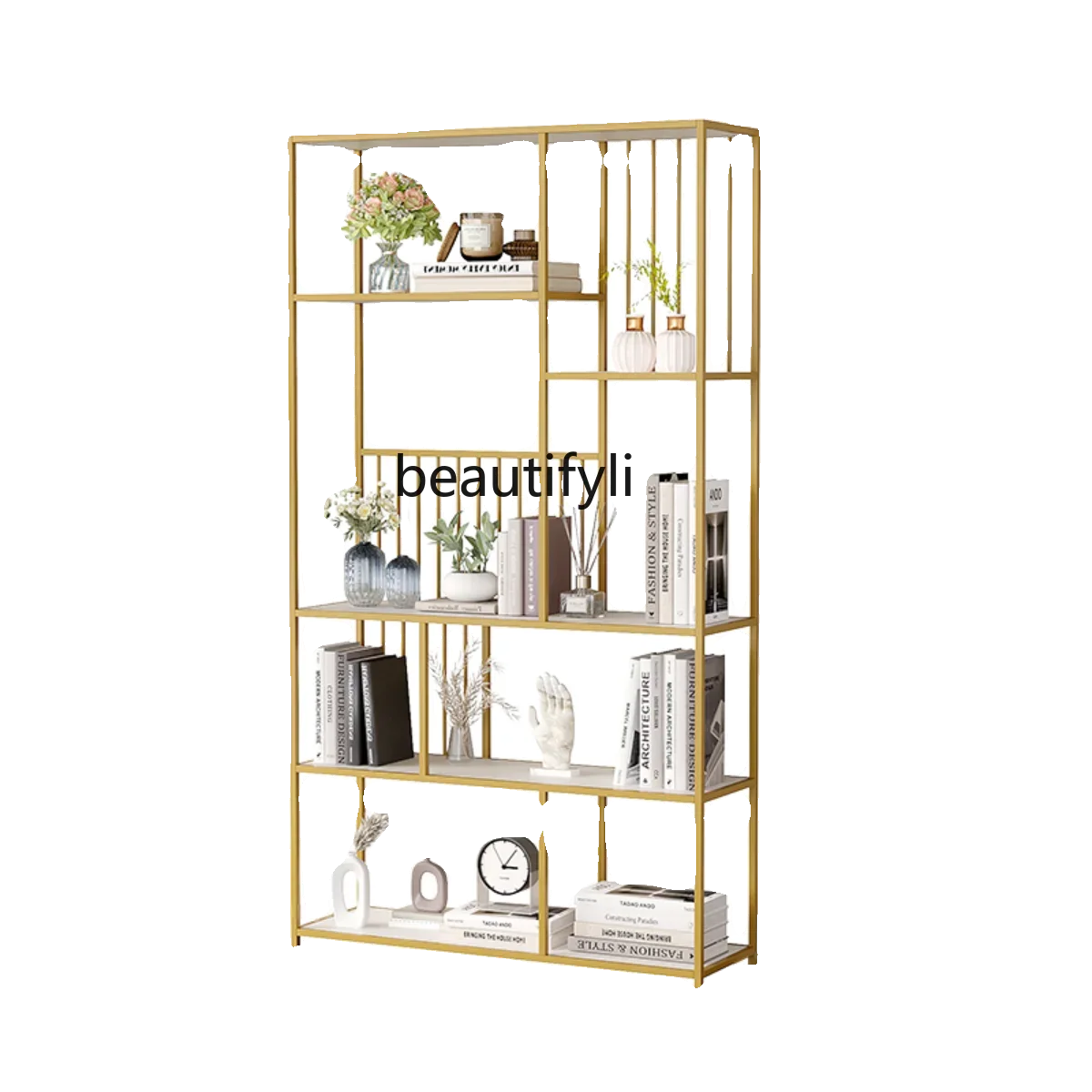 

Office multi-layer wrought iron shelf floor bookshelf living room partition decorative display cabinet a50