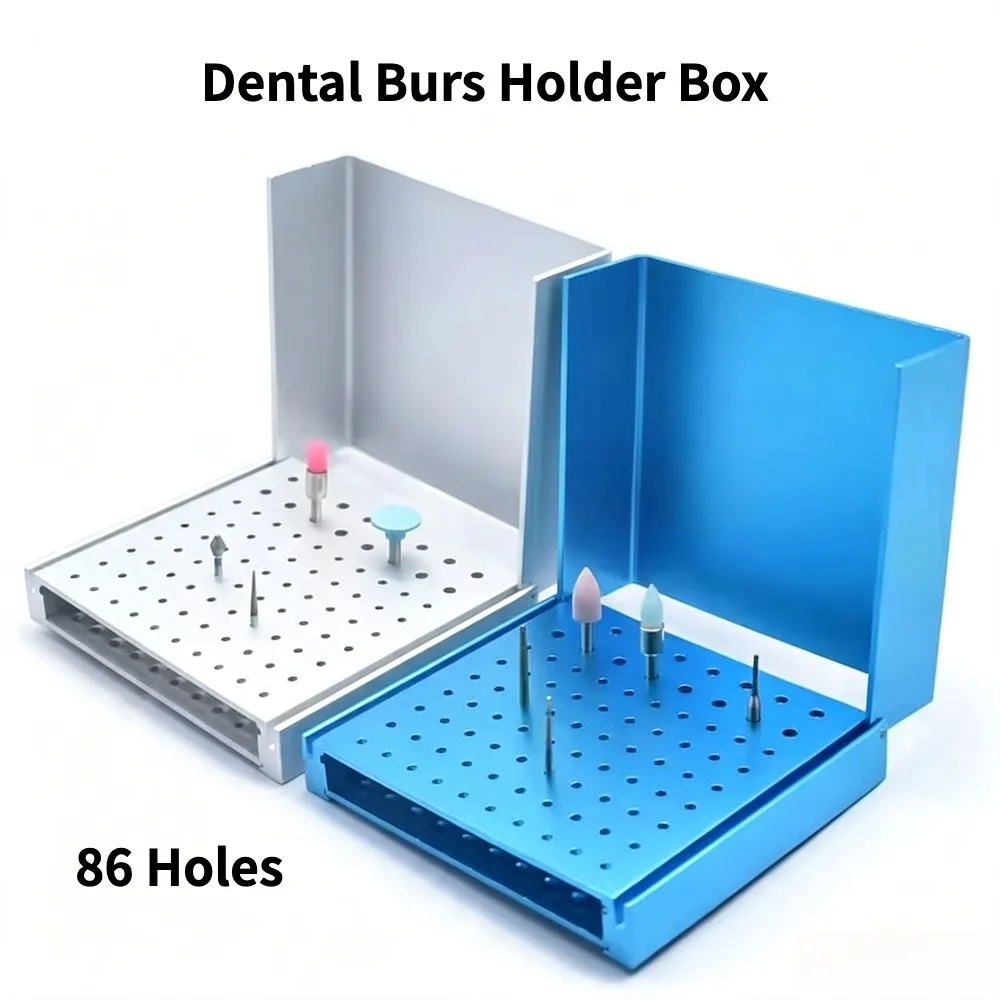 86 Holes Dental Bur Box Autoclavable Sterilize Holder 3 Colors Dustproof Cover Dental Clinic Burs Storage
