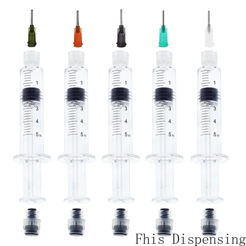 Punta de Medición para Aceites de CBD, Líquidos para E-Liquides y Productos Químicos (Pistón Gris) Jeringa Luer Lock de 5ml con Aguja Reutilizable