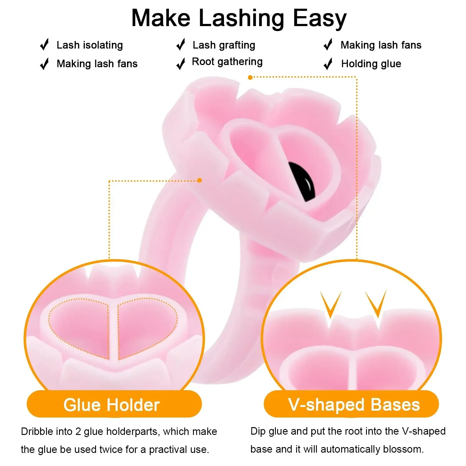 100/200Pcs Glue Ring Cup for Lashes Fan Tattoo Pigment Holder Container Glue Holder Blossom Cups Eyelash Extension Supplier