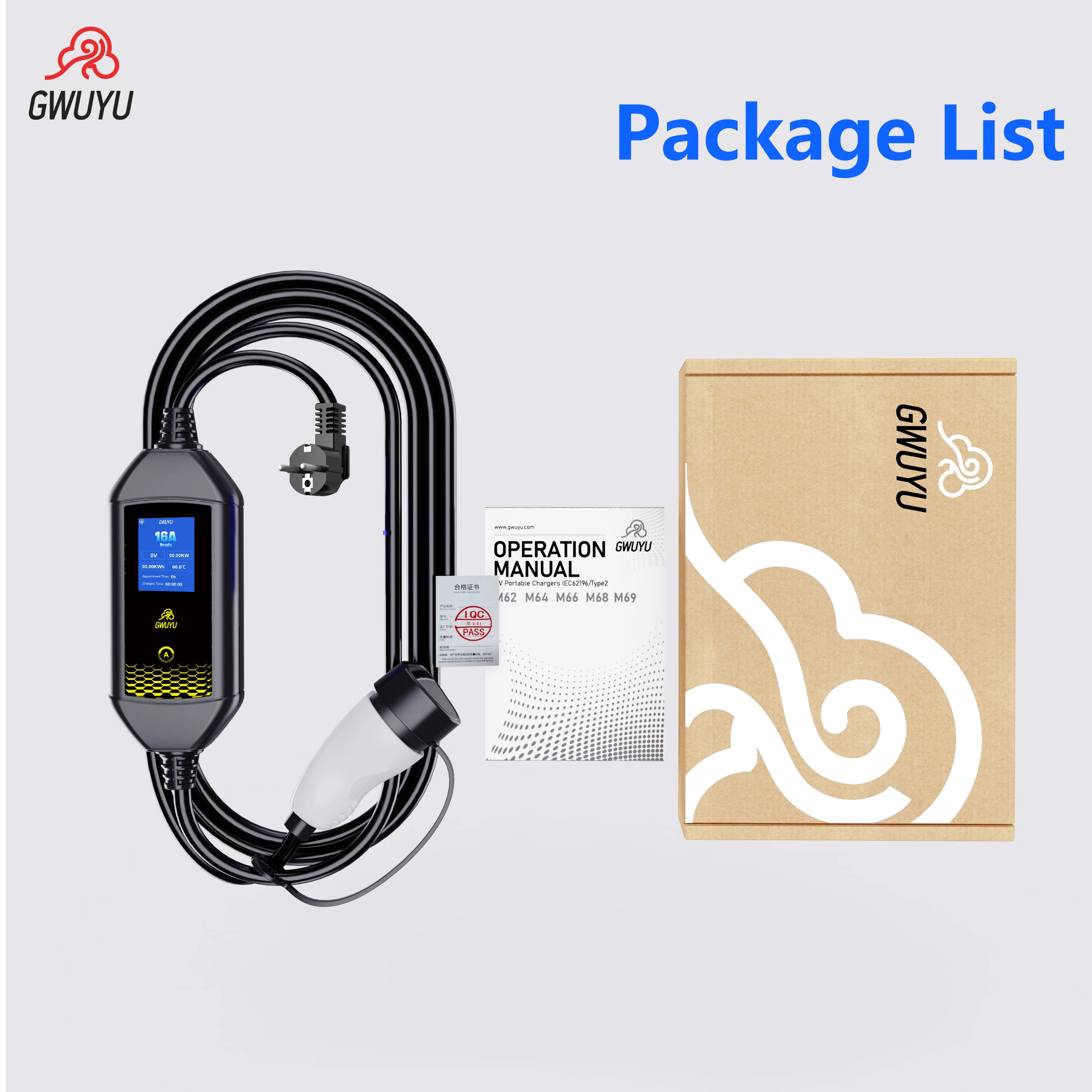 GWUYU 16A 3,5KW Typ2 Europäischer Standard-Stecker Tragbares Elektrofahrzeug-Ladegerät EVSE-Ladestation mit WLAN Bluetooth APP-Steuerung – Detail 22