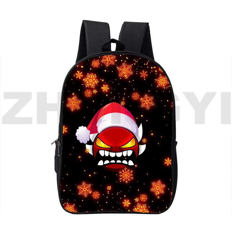 16 Inch Large Capacity 3D Angry Geometry Dash Backpacks College Laptop Back Pack Harajuku Anime Schoolbags for Women Travel Bag