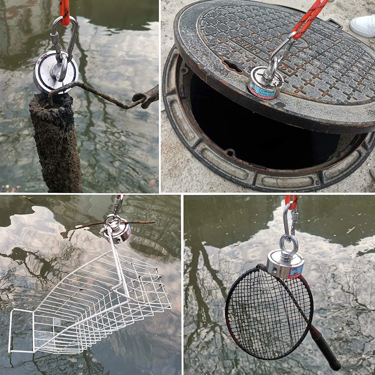 Imagem -06 - Double Sided Magnet Fishing Kit Ímãs de Neodímio Luvas de Garra de Corda Bolsa de pá de Plástico 300500kg
