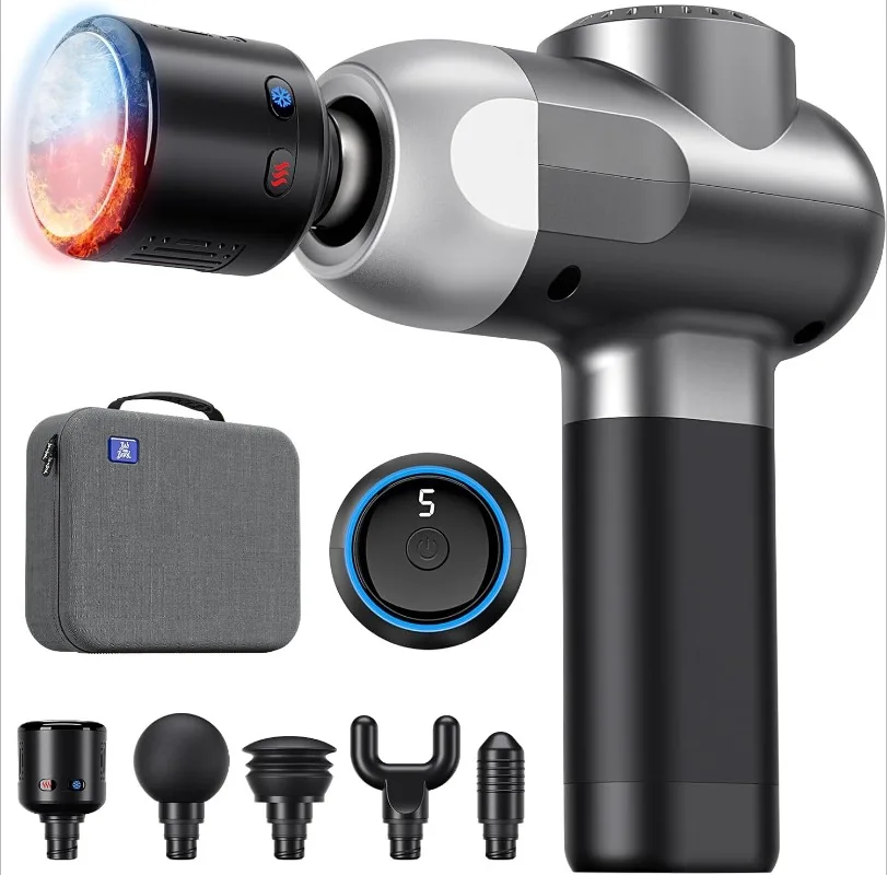 

Массажный пистолет C2 Pro с подогревом и холодной терапией, мини-массажер для глубоких тканей, профессиональная электрическая маска для спины с подогревом