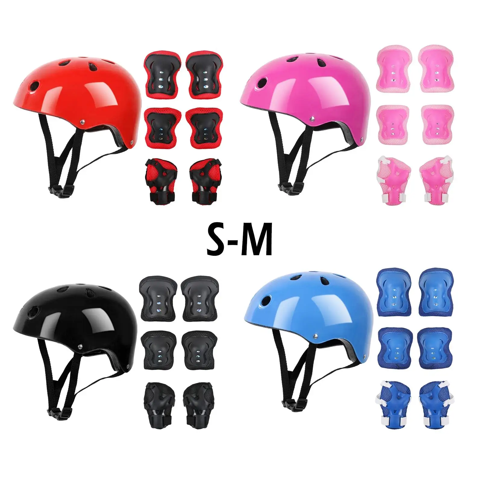 MTB Bike Helmet Kids Spor Accessoryt Protective Gear Set Cycling Helmet Adjustable Head Size Elbow Wrist Knee Pads for Age 4-15