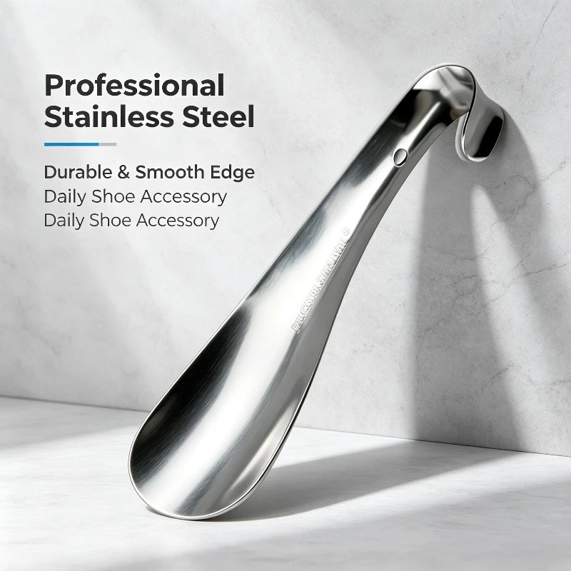 1Pc 14.5cm Portable Stainless Steel Shoehorn Metal Shoe Lifter Helper for Men Women Daily Use
