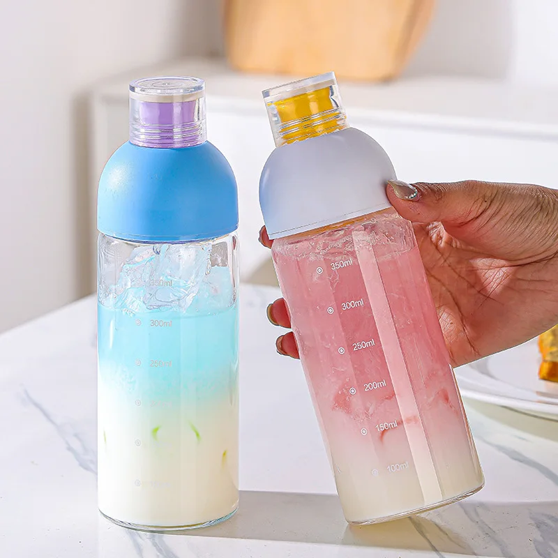 

High Borosilicate Coffee Cups Cold Brew Bottle Fruit Tea Milk Cup Thickened Glass Double Lid Drinkware Car Sealed Glass Bottle