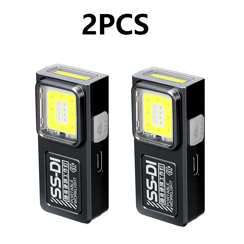 Mini COB LED Taschenlampe USB-C Wiederaufladbar Leistungsstarkes Arbeitslicht mit Clip Magnet Wasserdicht EDC Camping Wandern Taschenlampe