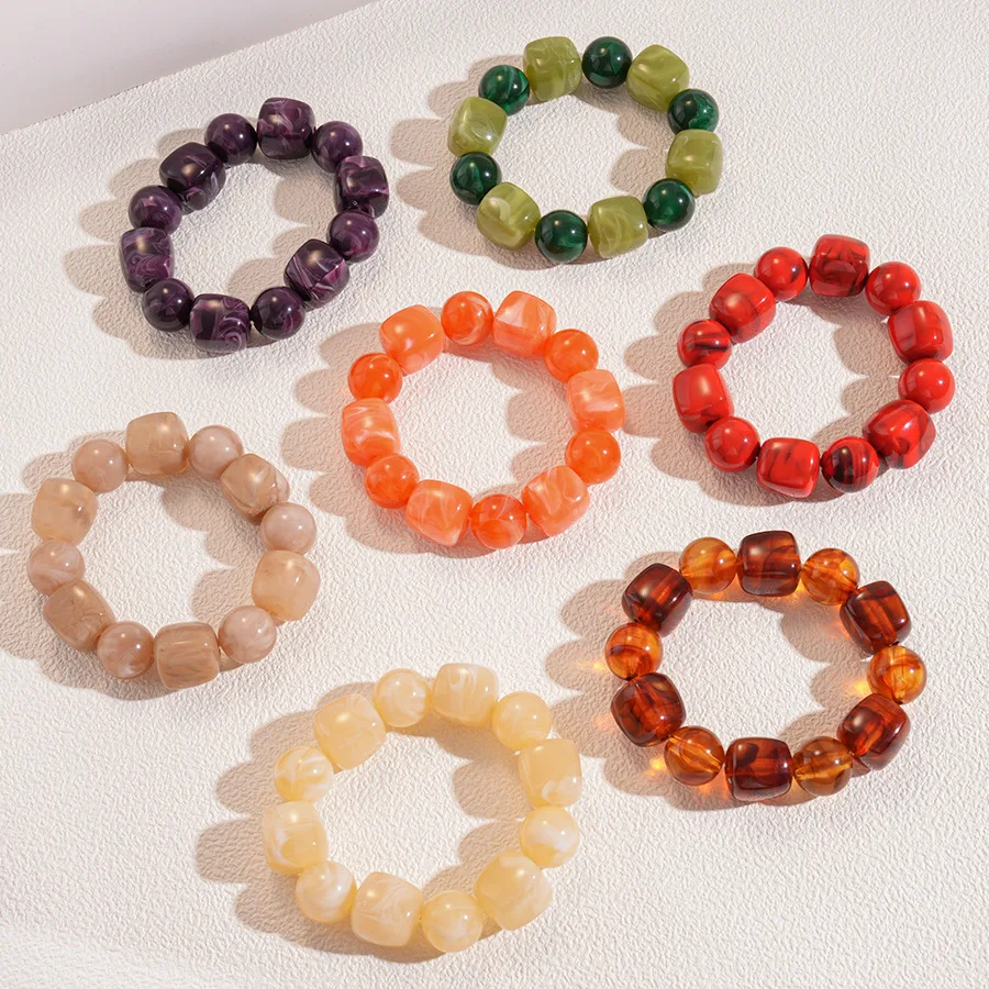 الاكريليك غير النظامية مربع جولة مطرز سوار الإسورة للنساء تقليد حجر سلسلة سوار اليد اكسسوارات زوجين الهدايا #2