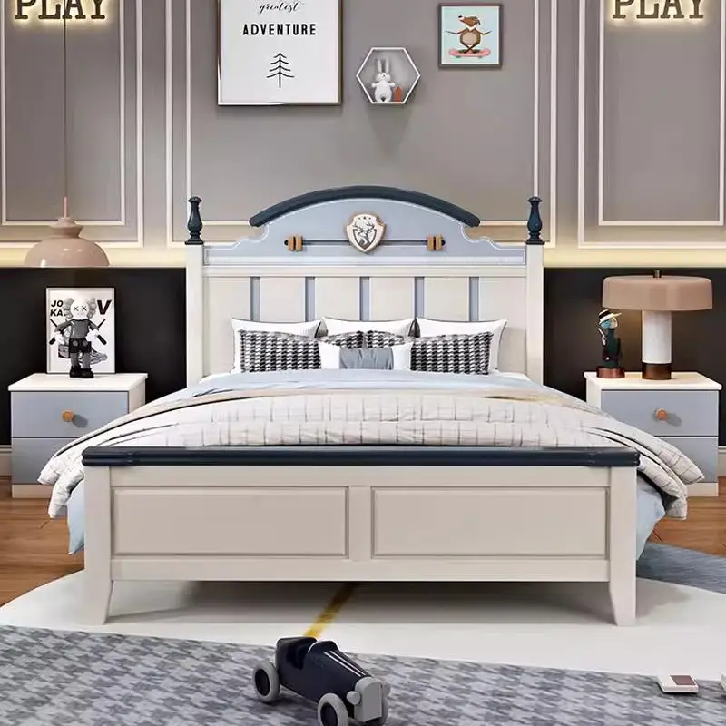 All solid wood children's bed boys 1.2 meters boys small apartment single bed modern simple 1.5 meters boys bed with storage