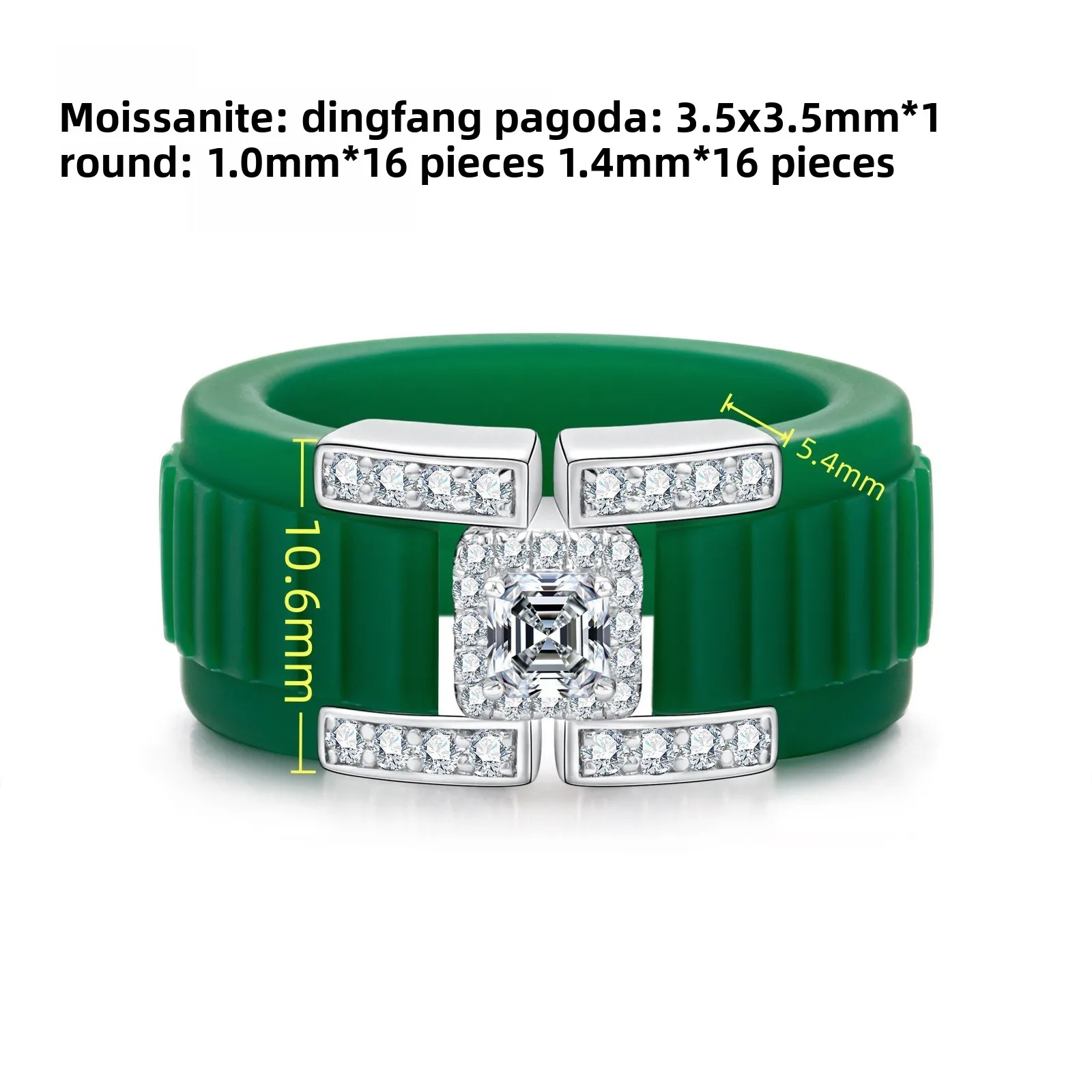Carnica 3.5*3.5mm 0.25CT Stone Real Moissanite Ring Silicone for Men Women S925 Sterling Silver Sparkling Band GRA D Color Gift