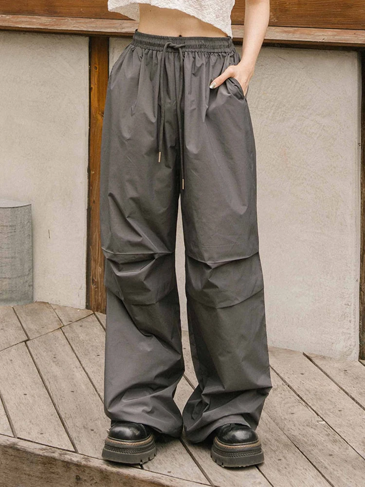 

Повседневные брюки Queenop с завязками, женские, новые, осенне-зимние, модные, с плиссировкой, рабочая одежда, прямые брюки