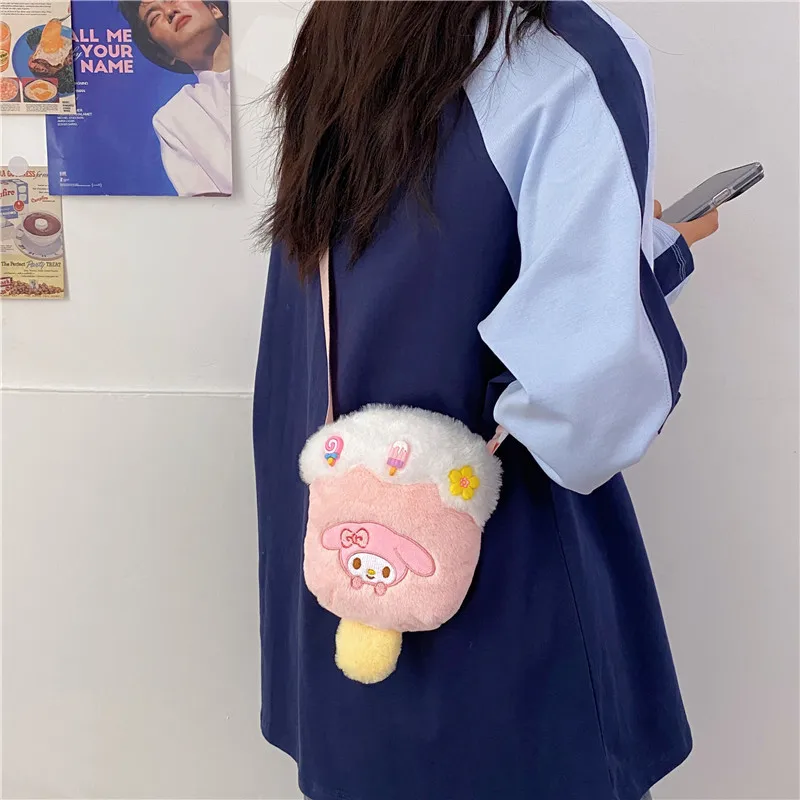 

Cinnamoroll Kuromi Anime Ins Kawaii Sanrio Plush Storage Bag Girly Heart Cute My Melody Wallet Purse Handbag Gifts for Girls