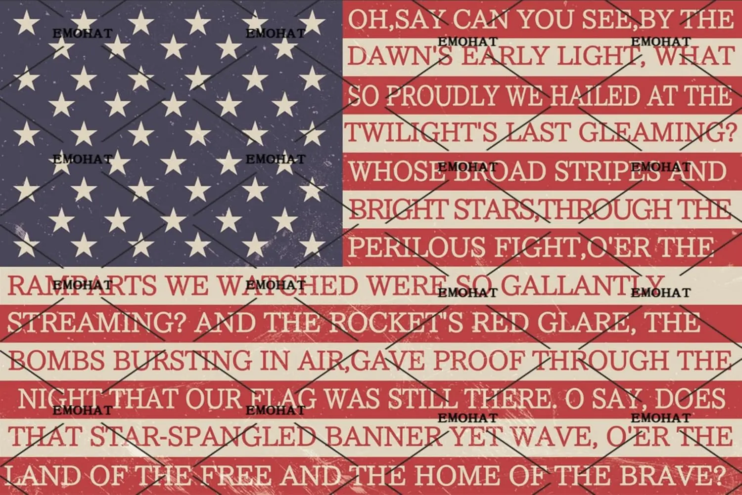 Metal Tin Sign Patriotic USA American Flag with National Anthem US Military Veterans 4th of July Metal Plaque Room Wall Art Deco