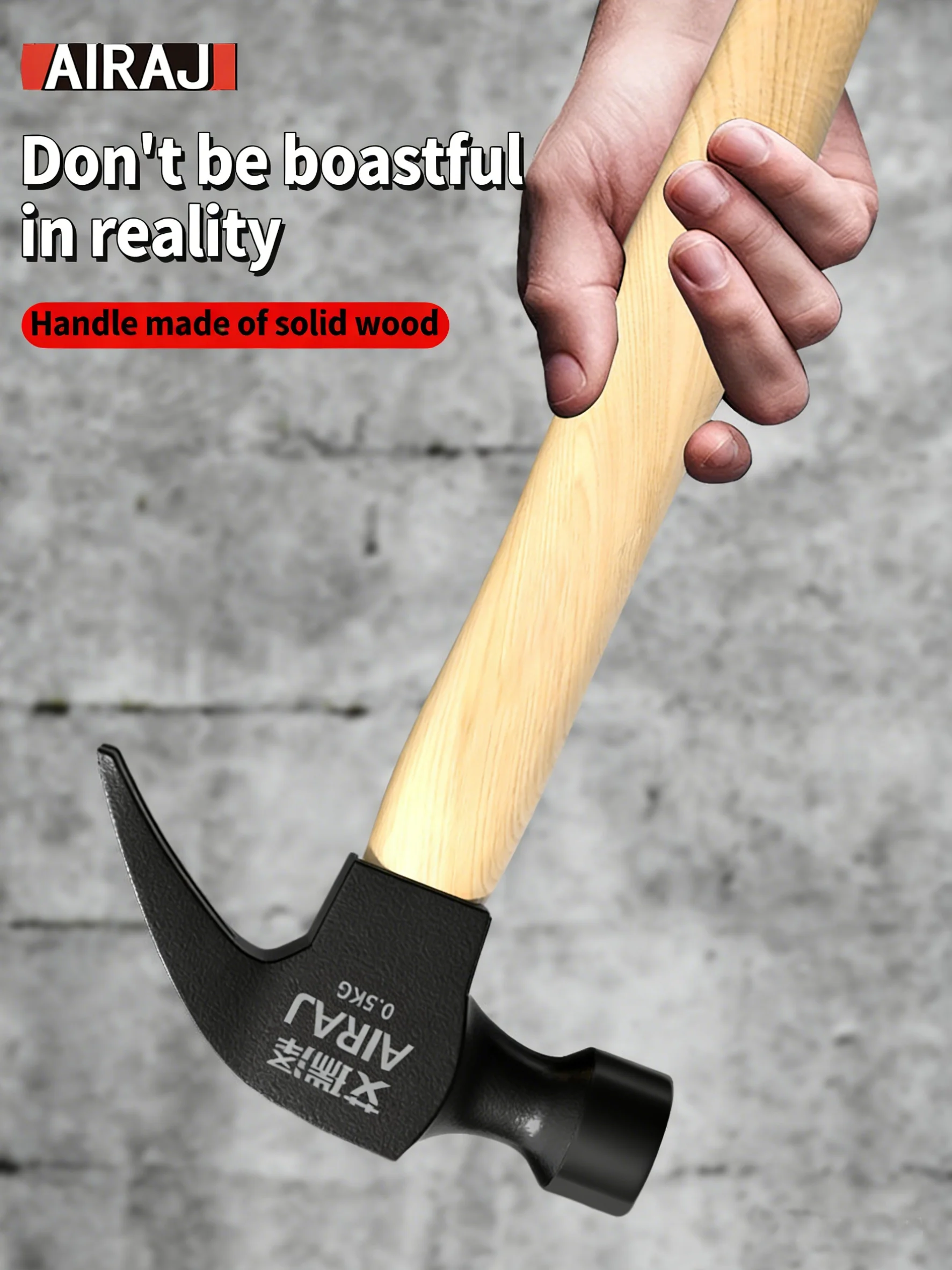 Multi Function Wooden Handle Sheep Horn Hammer Round Head Wooden Handle Manual Hardware Tools Hammer 0.25-0.75kg Claw Hammer
