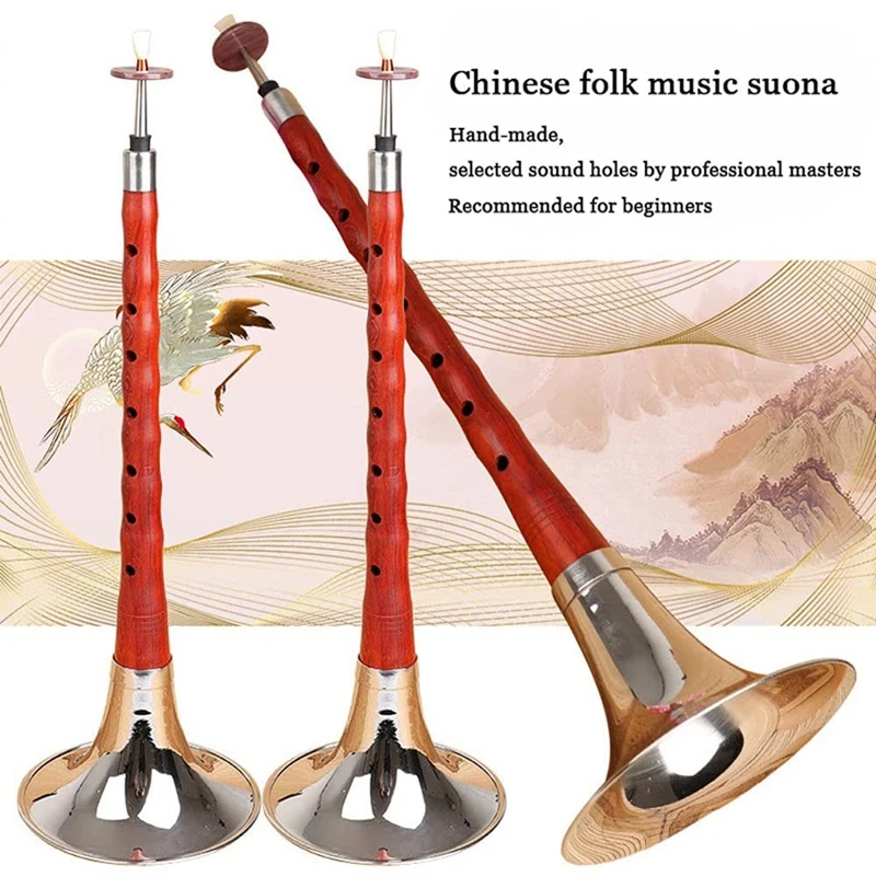 Suona-Chinês Folk Vento Instrumento Musical, Profissional Hand-made Rosewood Rod, Instrumento Musical, Chave de G