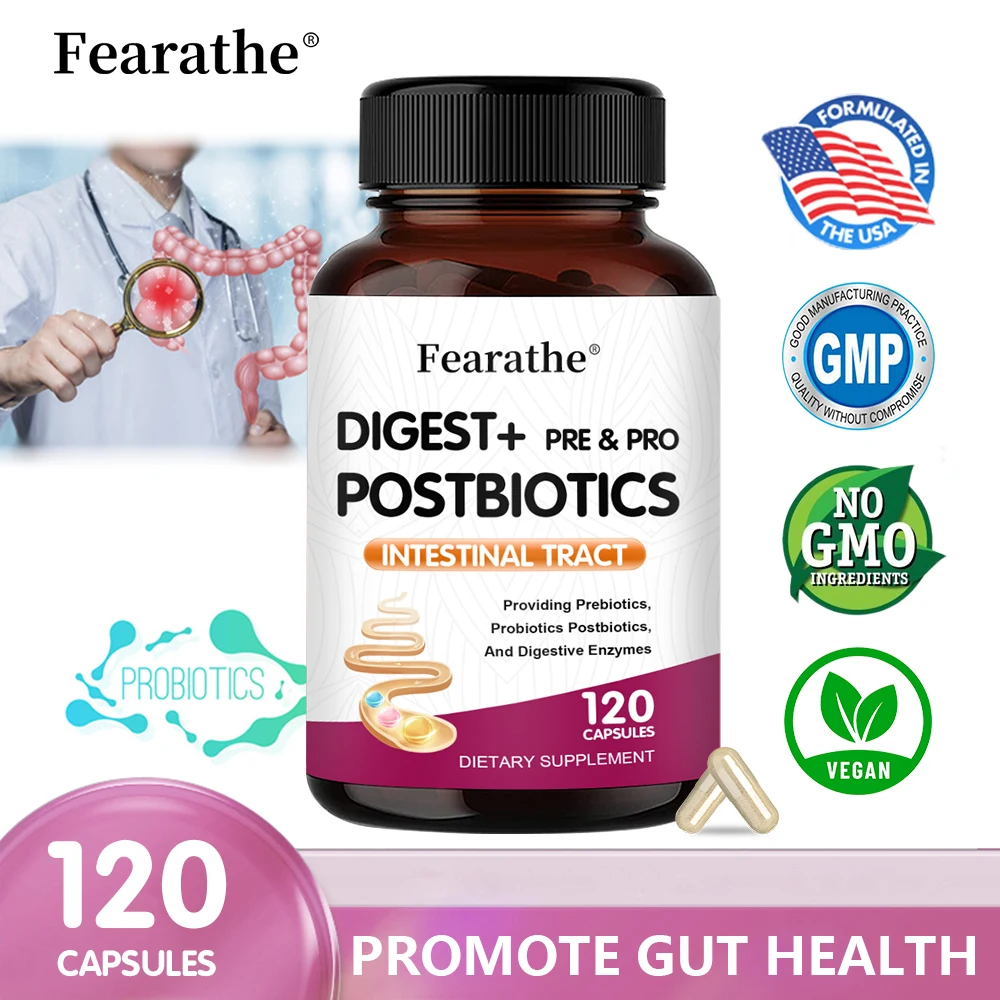 

Digestive Enzymes, Pro, Pre & Postbiotics Capsules, Support Gut Health, Nutrient Absorption & Immune Wellness, Relieve Bloating