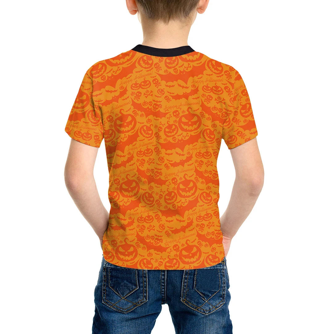 Disfraz de Halloween para niños, camiseta divertida con estampado de calabaza, ropa de fiesta de manga corta