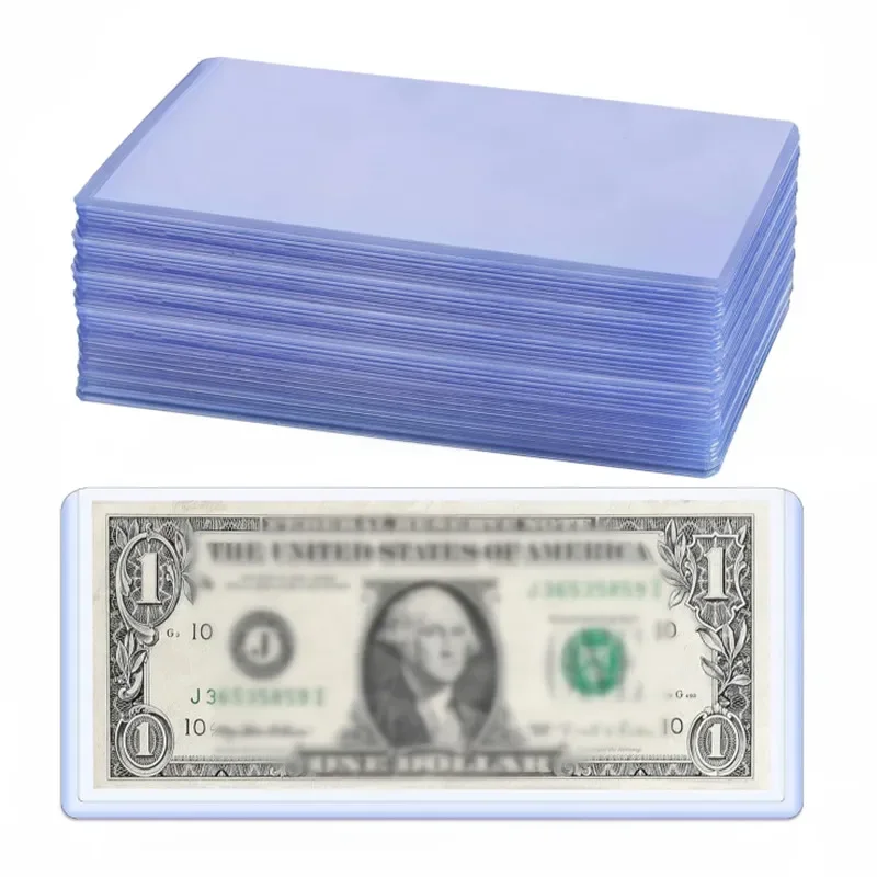 50Pcs PVC Transparent Rigid Plastic Banknote Protectors Two Sizes Protectors Sleeve Supplies for Collecting Plain Banknotes