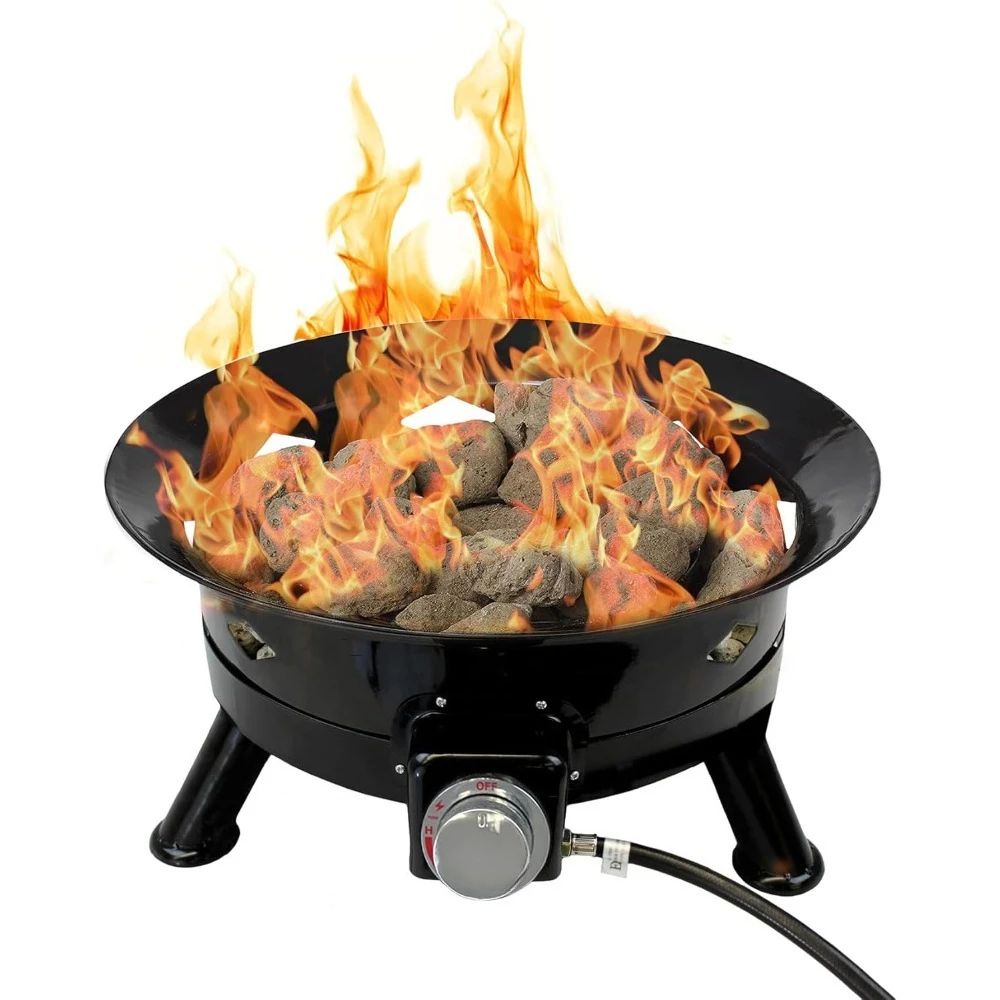 

Smokeless Propane Fire Pit, 24-inch Portable Firebowl, 58k Btu With Self Igniter, Cover, & Carry Straps For Rv, Camping,