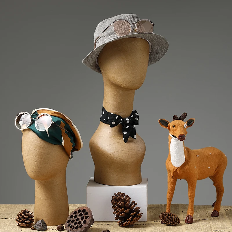 Luxury Hat Display Stand Retail Store Vintage Mannequin Head Commercial Decorative Cap Holder Elegant Scarf Wig Showcase Prop