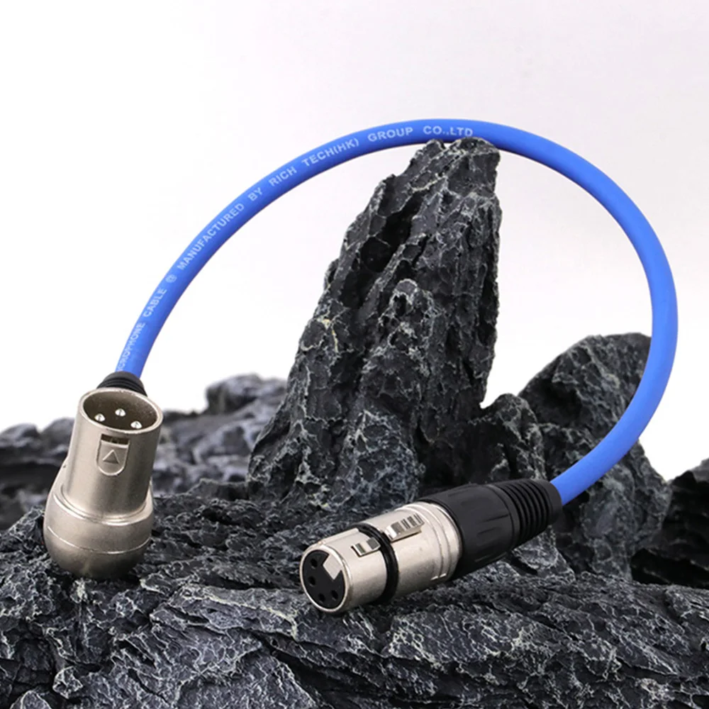 XLR kabel ekstensi pelindung, kabel ekstensi pelindung, sudut kanan, 3Pin XLR pria ke lurus 4Pin colokan wanita, adaptor Headphone Audio MIC seimbang