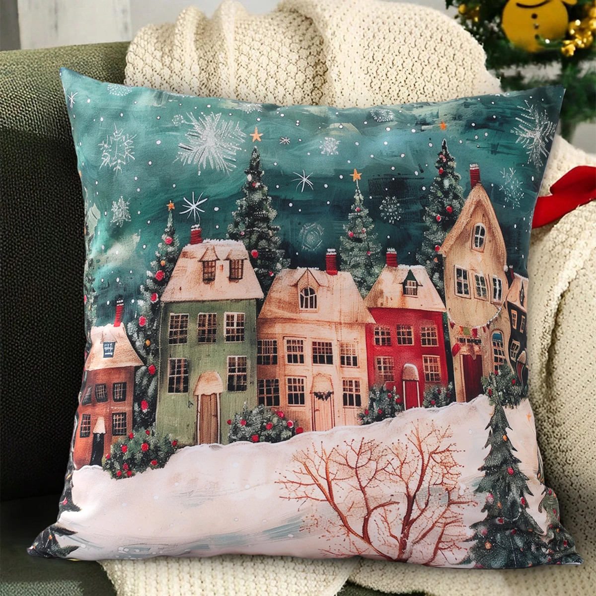 عيد الميلاد الشتاء العجائب وسادة تغطي عيد الميلاد الديكور للمنزل 2025 عيد الميلاد وسادة تغطي نافيداد ناتال السنة الجديدة هدية 2026